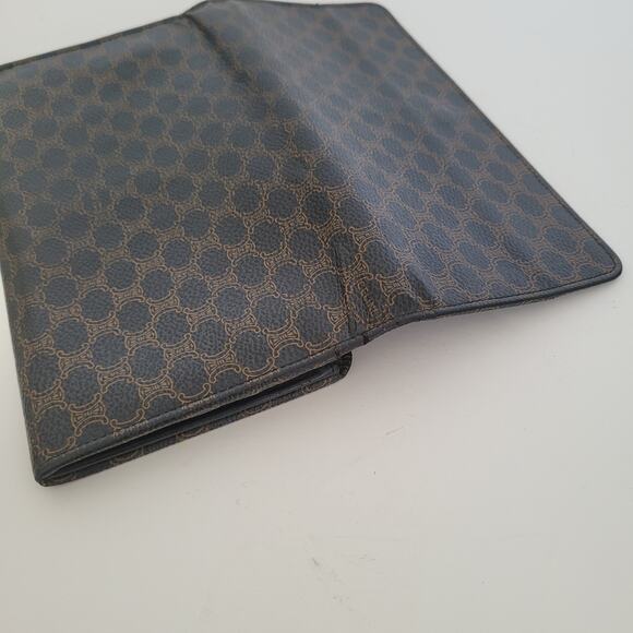 Celine Vintage Envelope Leather Large Wallet Macadam Black Brown Long - Picture 11 of 15